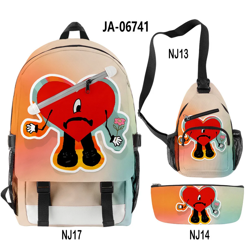 bad bunny 3D Printed backpack 3 Pcs