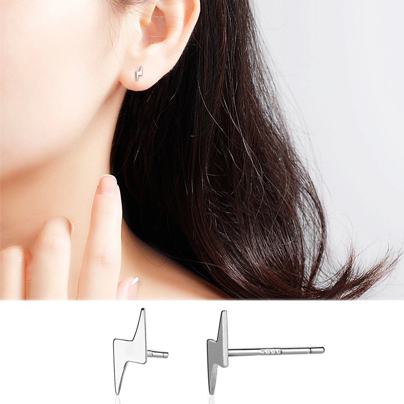 1 Pair 925 Sterling Silver Four Leaf Clover Star Lightning Ear Studs