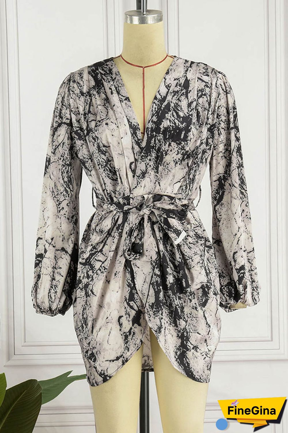 Black Sexy Print Bandage Patchwork Asymmetrical V Neck One Step Skirt Dresses