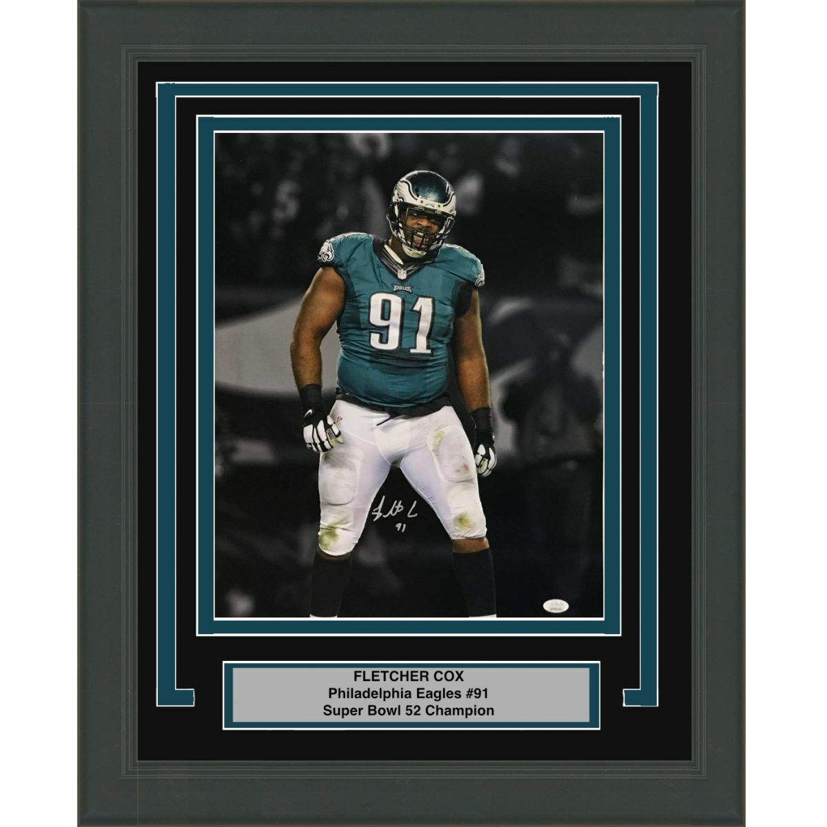 FRAMED Autographed/Signed FLETCHER COX Philadelphia Eagles 16x20 Photo Poster painting JSA COA 2