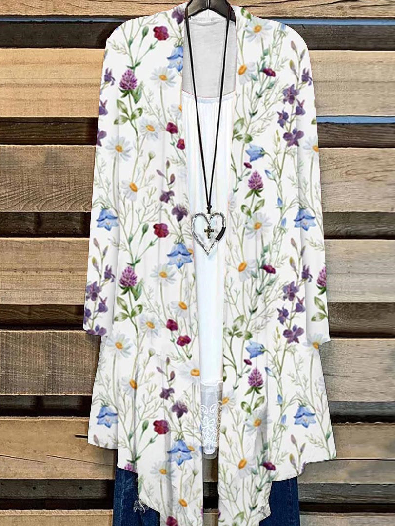 Women Long Sleeve V-neck Graphic Floral Printed Top