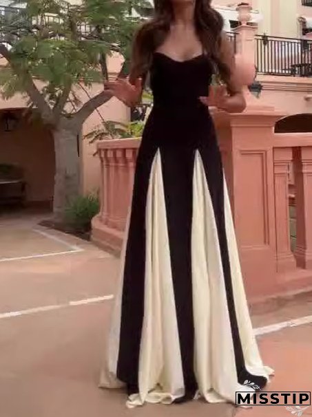 Summer Fashion Contrast Color Patchwork Strap Dress