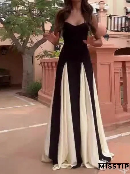 Summer Fashion Contrast Color Patchwork Strap Dress