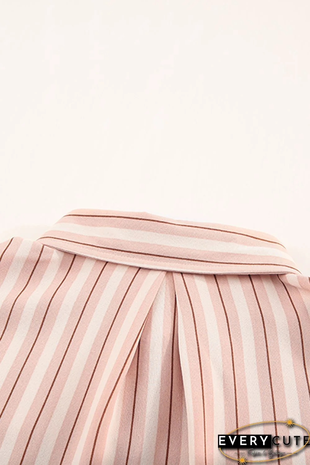 Pink Striped Buttons Closure Long Sleeve Shirt