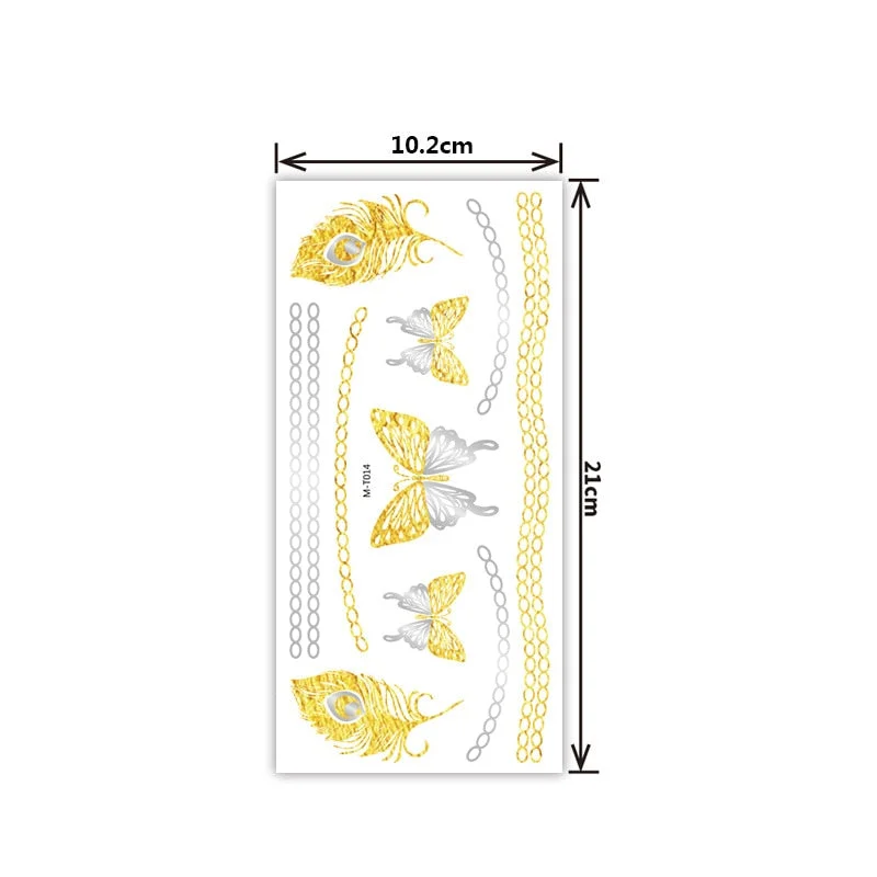 Creative personality exquisite fashion waterproof sweat gold and silver tattoo stickers bronzing and silver tattoo stickers