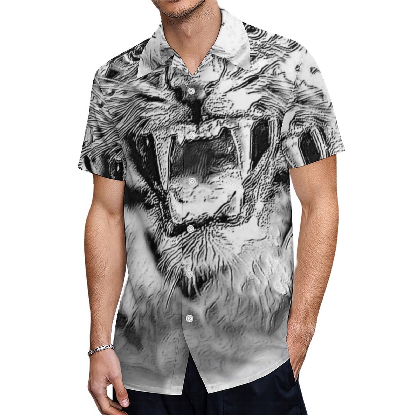 Big Cat Models Mad Tigers 01 04 Hawaiian Shirt Mens Button Down Plus Size Tropical Hawaii Beach Shirts