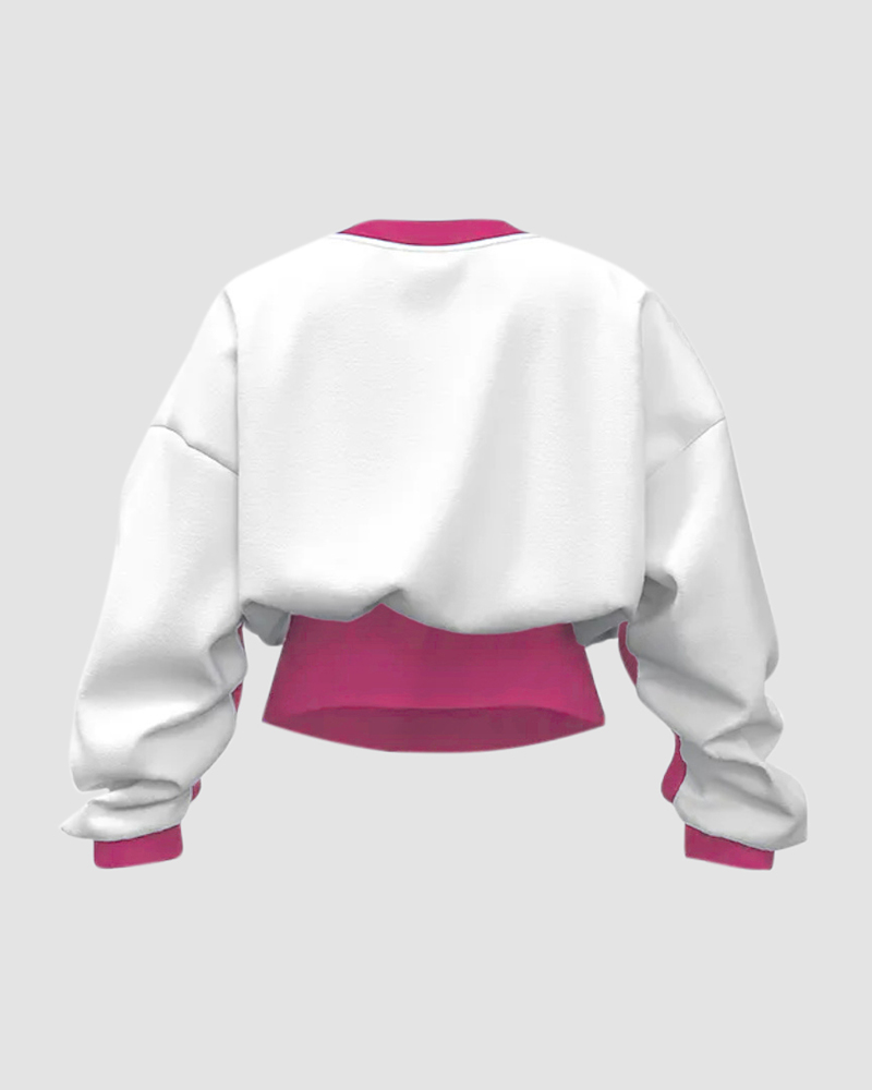 Colorblock Lips Print Round Neck Sweatshirt
