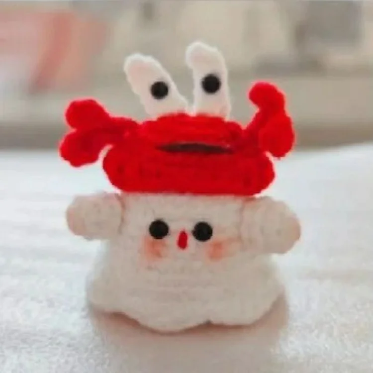 Lulusnow Handmade Red Halloween Amigurumi Ghost Crab Hat  Crochet Key Pendant Bag Accessories Key Pendant