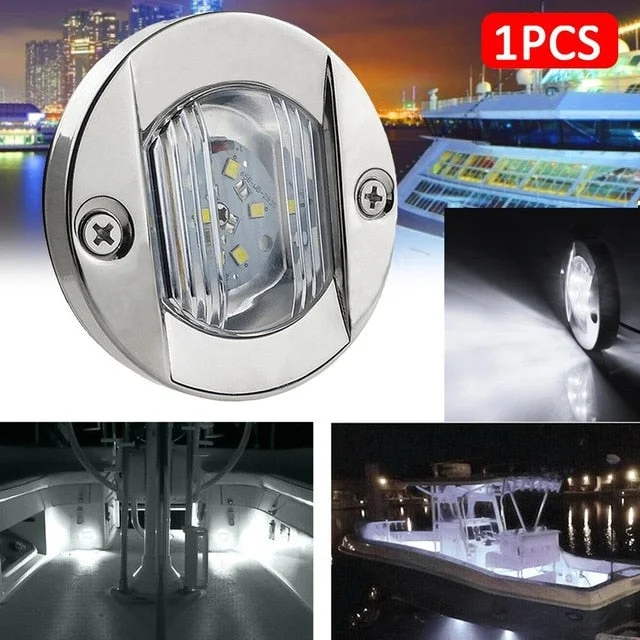 DC  Marine Boat Transom LED Stern Light Round Stainless Steel Warm White/White/Blue LED Tail Lamp Yacht Accessory Waterproof