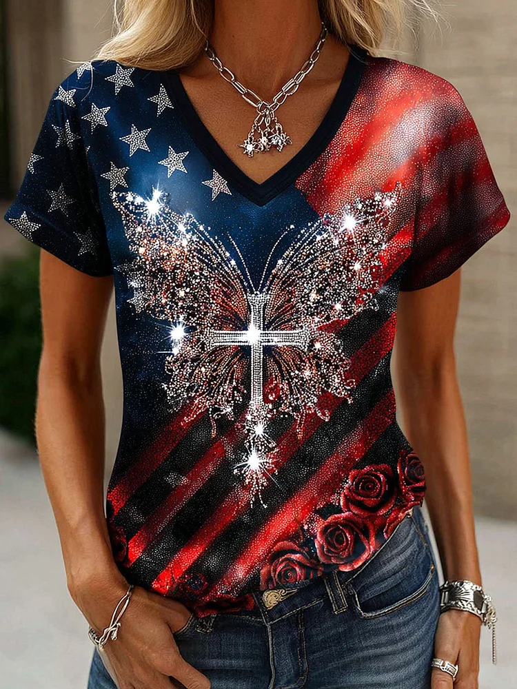 Women's Vintage Faith American Founding 250th Anniversary Short-Sleeved T-Shirt 