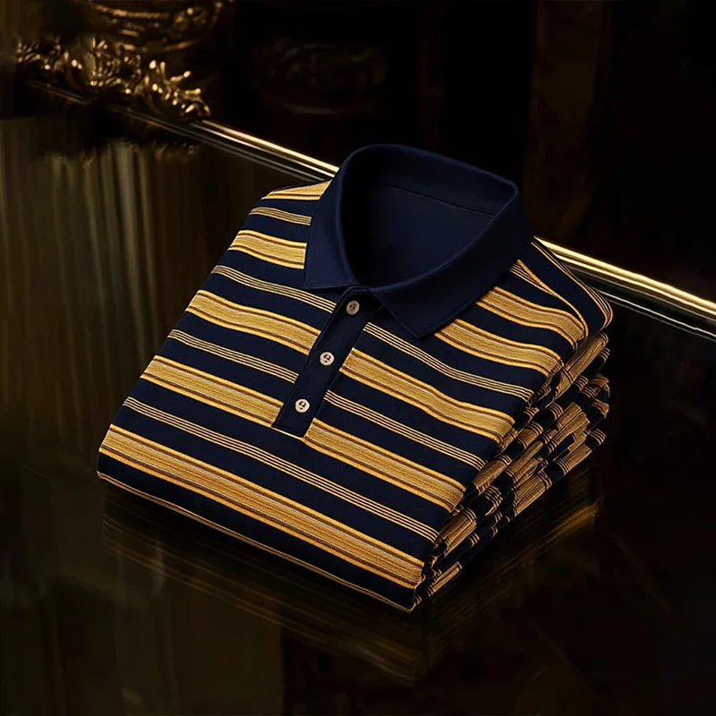 Men's Business Casual Button Short Sleeve Polo Shirt