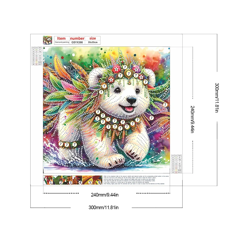 Diamond Painting - Partial Special Shaped Drill - Bear (Canvas|30*30cm)