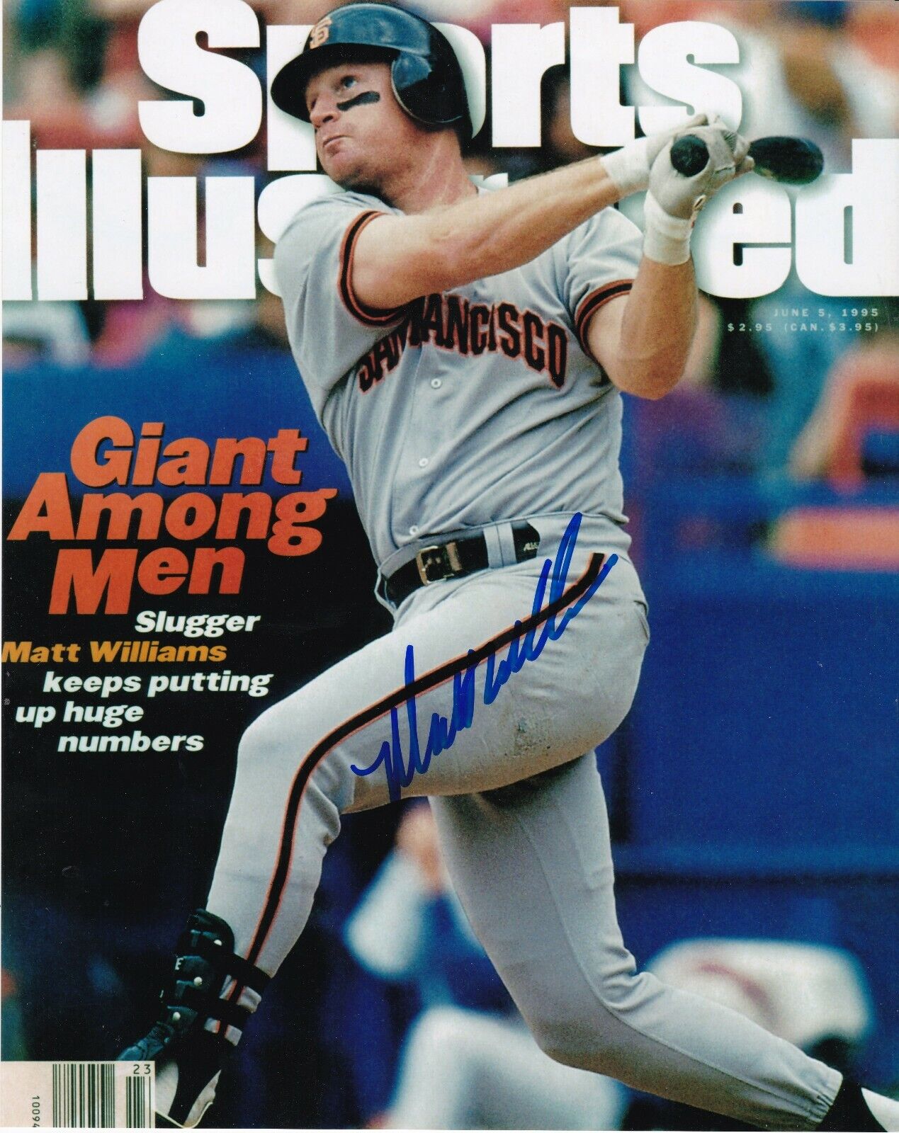 MATT WILLIAMS SAN FRANCISCO GIANTS SPORTS ILLUSTRATED COVER SIGNED 8x10