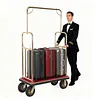 [US Local Warehouse] Hotel Luggage Cart 39Lx19Wx68H Inch Bellman Cart with 881lb Load Capacity 8-inch Silent Rubber Casters Carpet Deck Bumper Rails Hotel Service Trolley for Commercial Use Condos Resorts