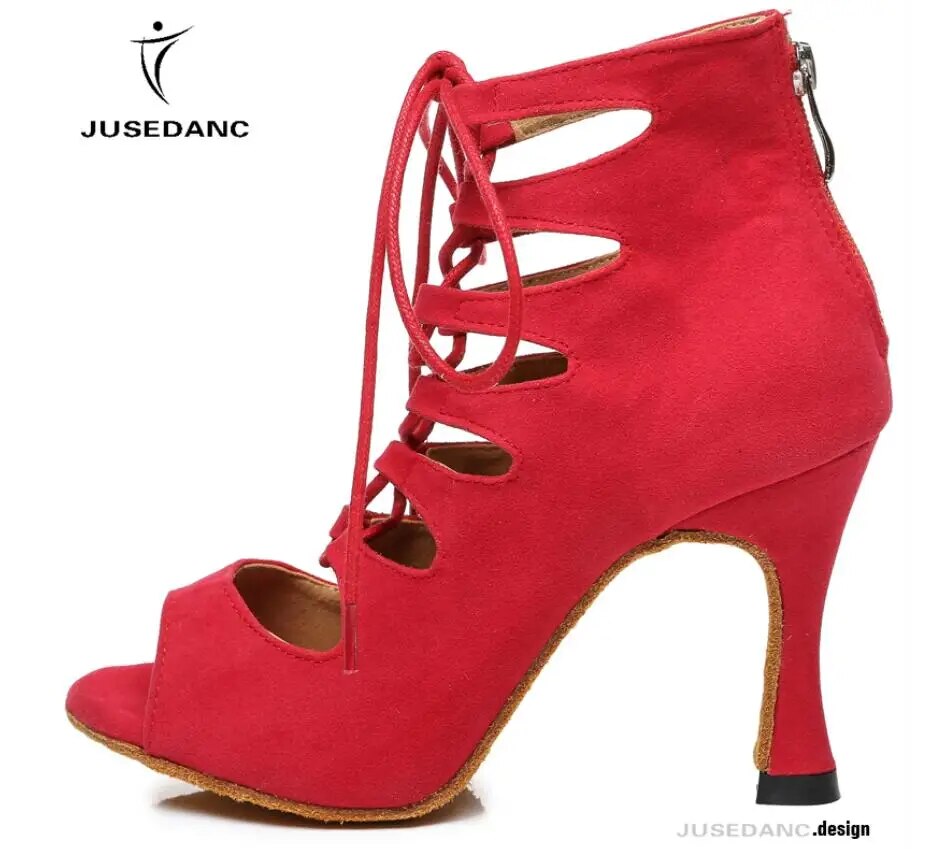VCshoes Ballroom Dance Shoes Women Latin Dancing Shoes Salsa Boots Bachata Shoes For Ladies Black Red