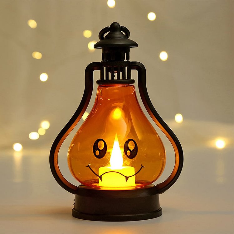 Funny Face Print Pumpkin Lamp Halloween Accessory - Modakawa 