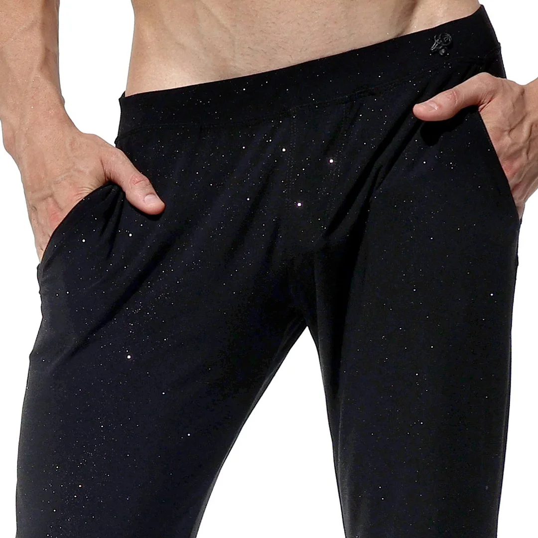 Men's Silver-plated, Glittery, Pure Cotton Loose-fitting Trousers-inspireuse