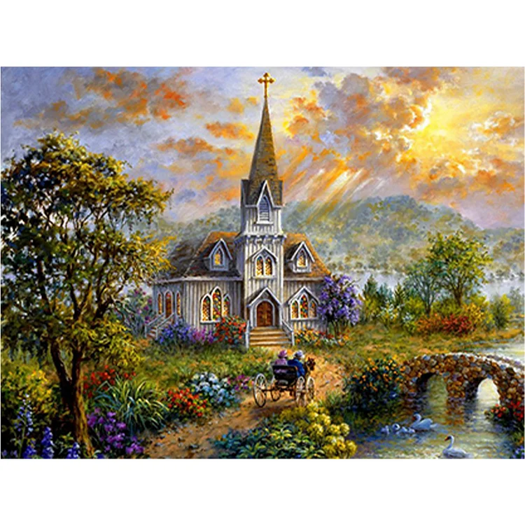 Full Round Drill Diamond Painting -Church Scenery - 40*30cm