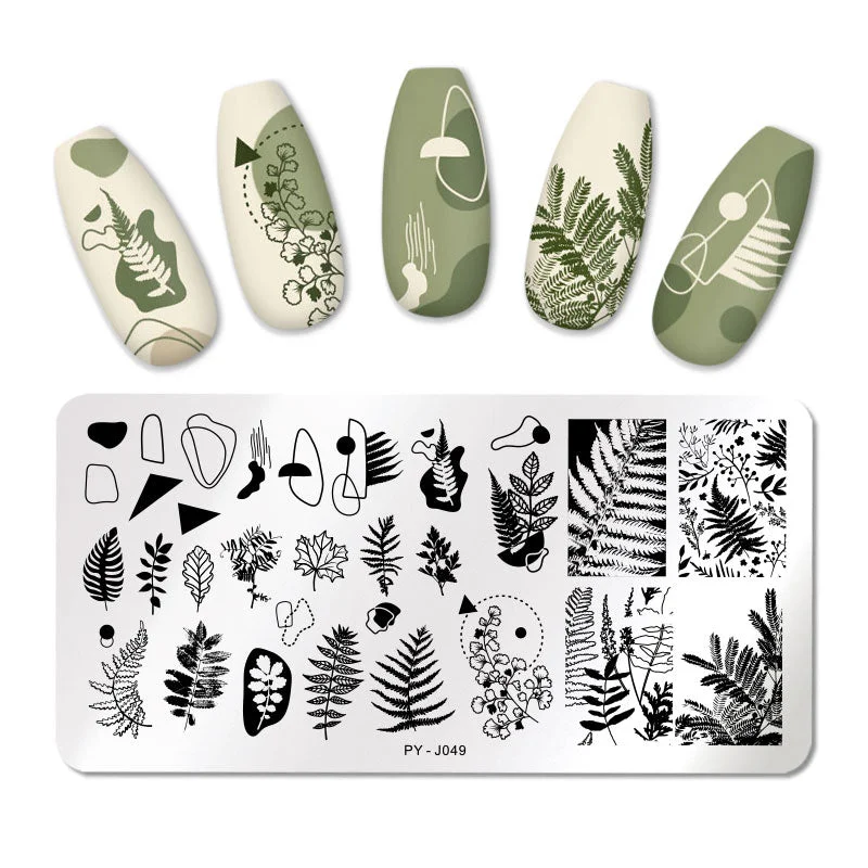 PICT YOU Rose Flower Nail Stamping Plates  Line Pictures Nail Art Plate Stamp Template Marble Leaves Image Printing Plates Tools-Nail Inspo