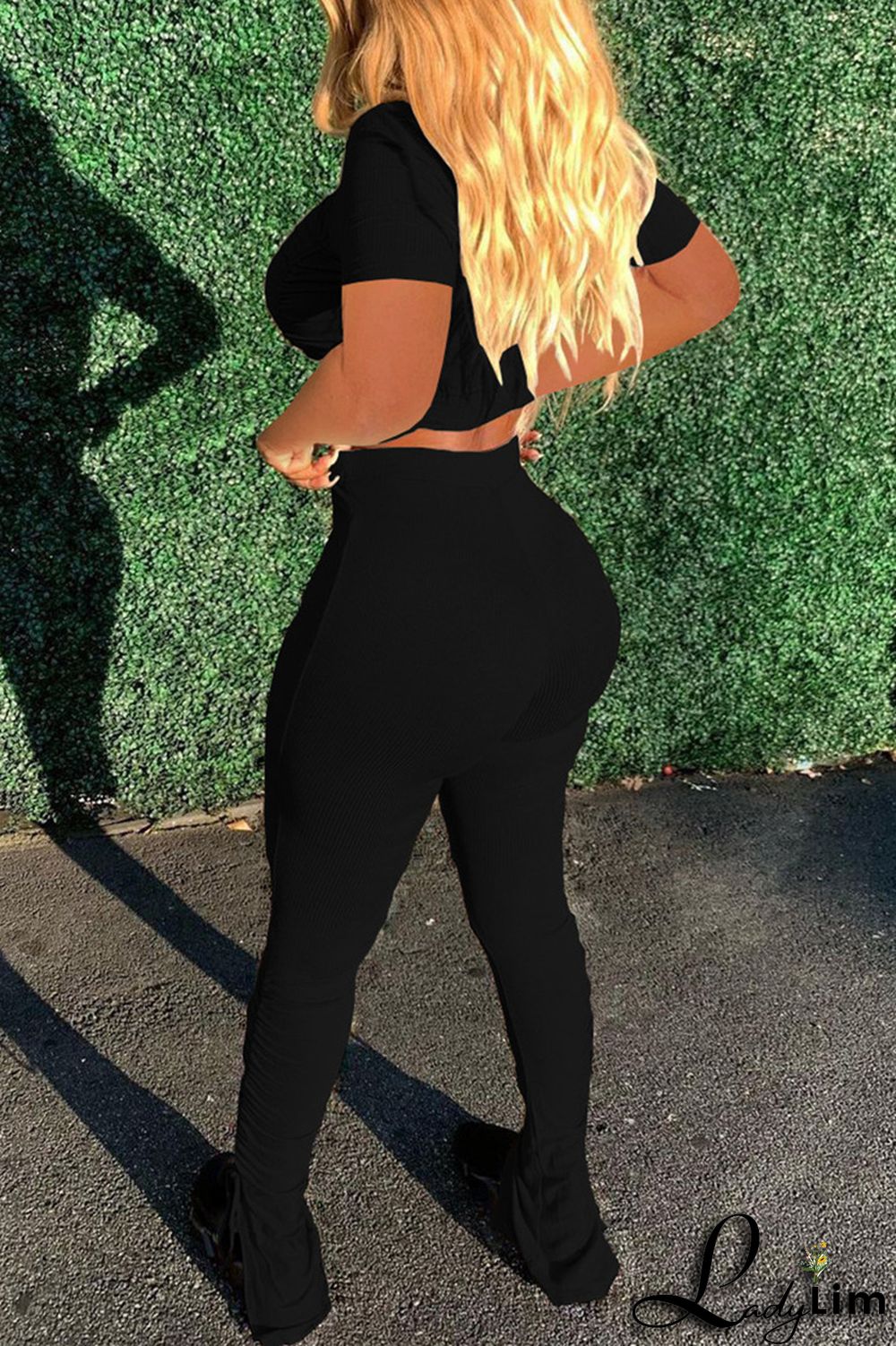 Khaki Fashion Casual Solid Draw String Frenulum O Neck Short Sleeve Two Pieces