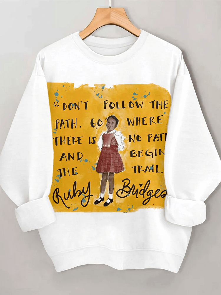 Women's  Black Girl In Red Dress Art Print Cozy Sweatshirt 