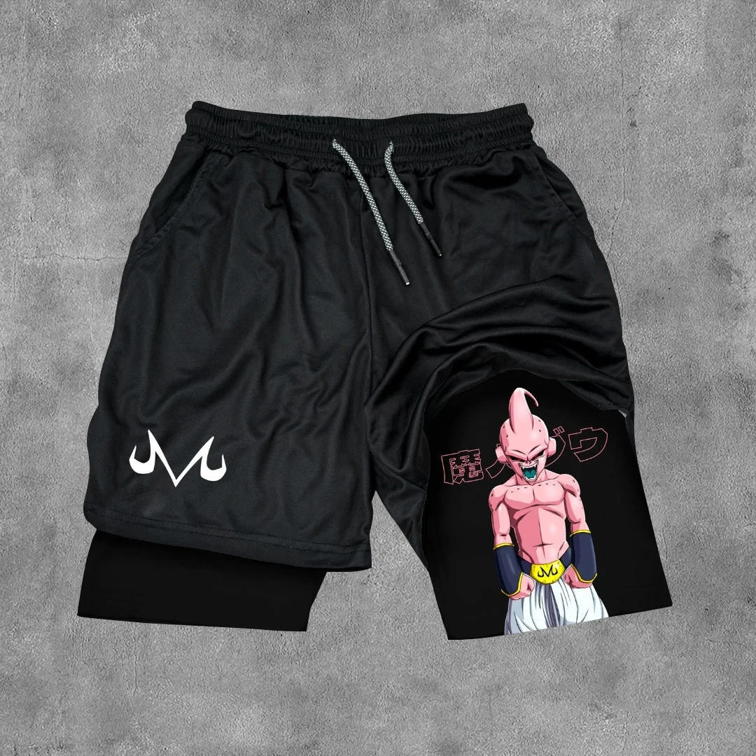 Anime M Print Double Layer Quick Dry Shorts