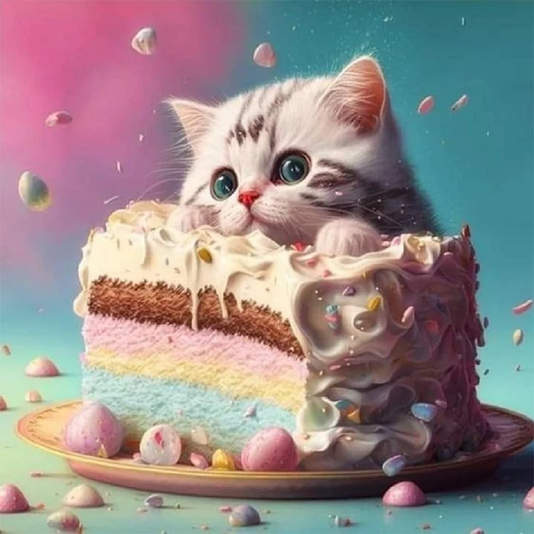 Sweet Cat 30*30CM(Canvas) Full Round Drill Diamond Painting gbfke