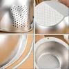 304 Stainless Steel Rice Strainer Drain Basket Slanted Bottom Basin Strainer Kitchen Colander