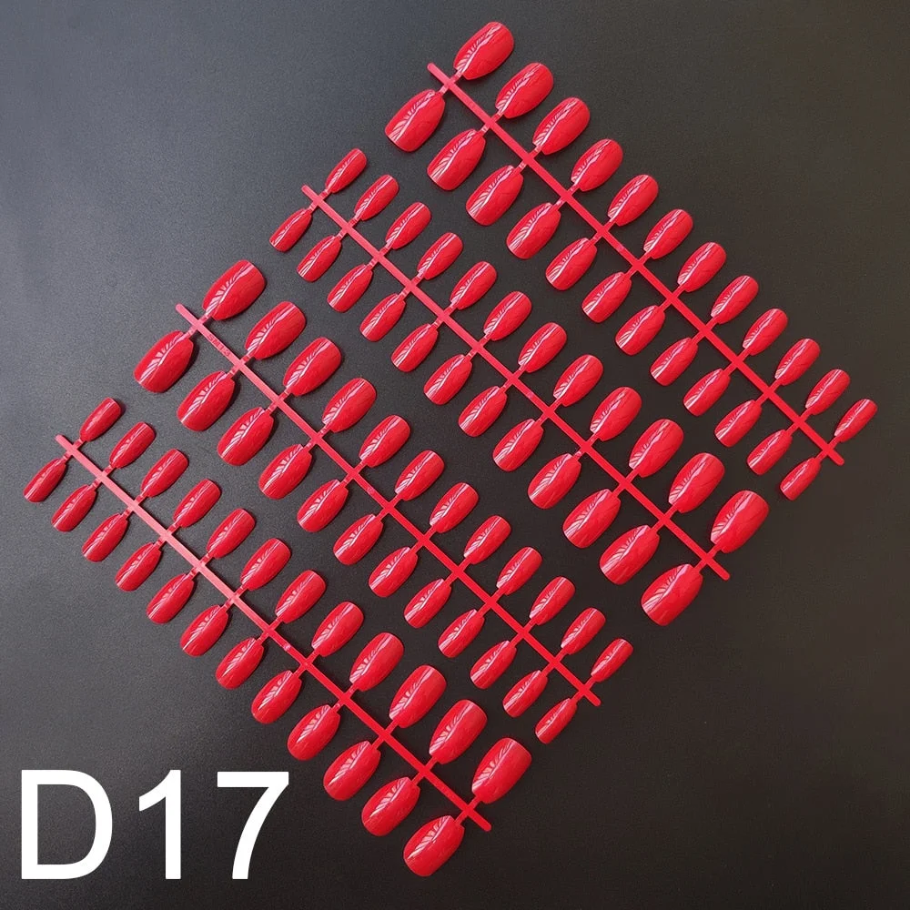 10 Sets Short Coffin Shape False Nail Tips In Same Color 24 Pieces/Set 10 Sizes Press on Fake Nails Manicure Finger Nail Tips-Nail Inspo