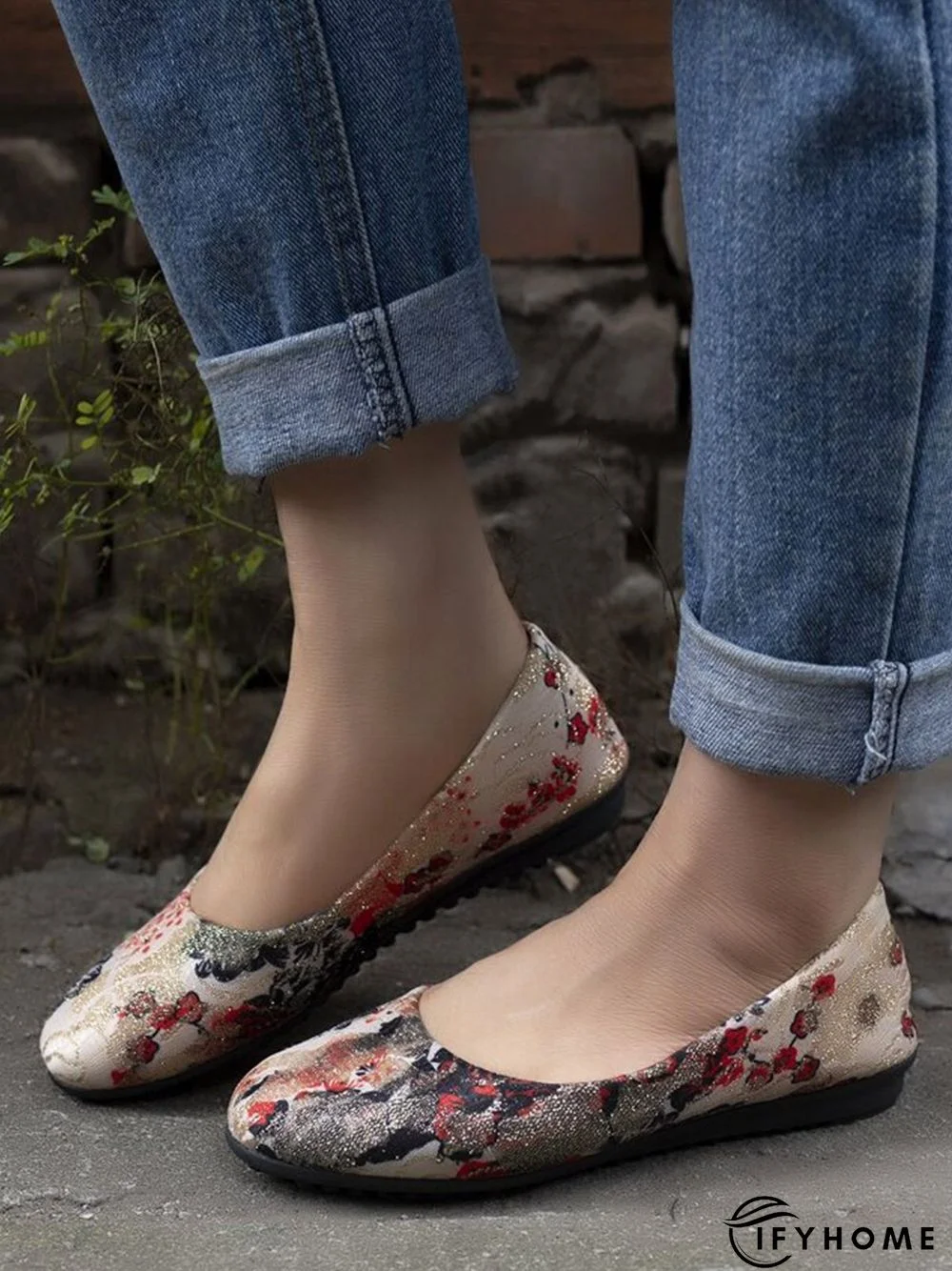 Women's Floral Pattern Ballet Flats | IFYHOME