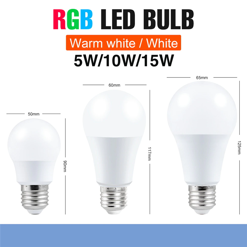 Smart Light Bulb E27 Led RGB Light Dimmable 5W 10W 15W RGBW Led Lamp Colorful Changing Bulb Smart Control Lamp、、sdecorshop