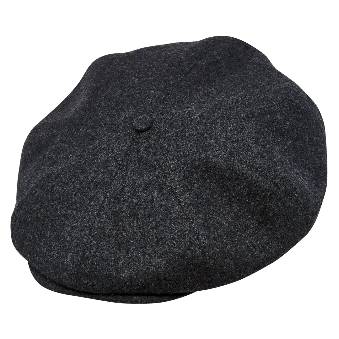 PEAKY CAPS Genuine Scottish Harris Tweed 8 Panels Man Cap Black Grey