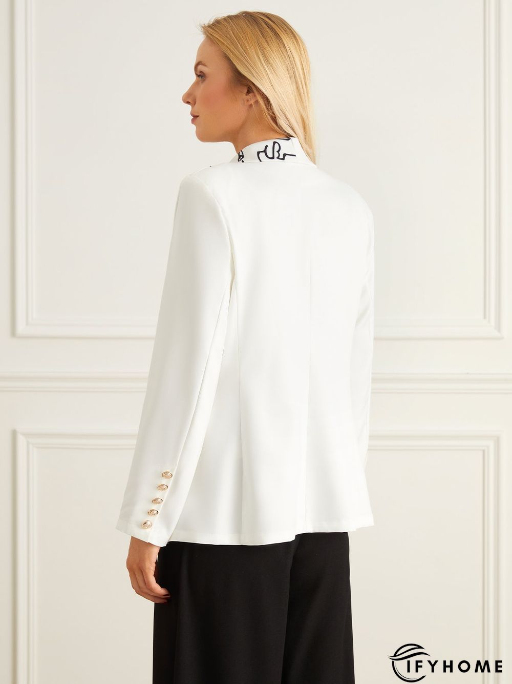 Autumn Commuting Long sleeve Lapel Collar Abstract Loose Blazer | IFYHOME