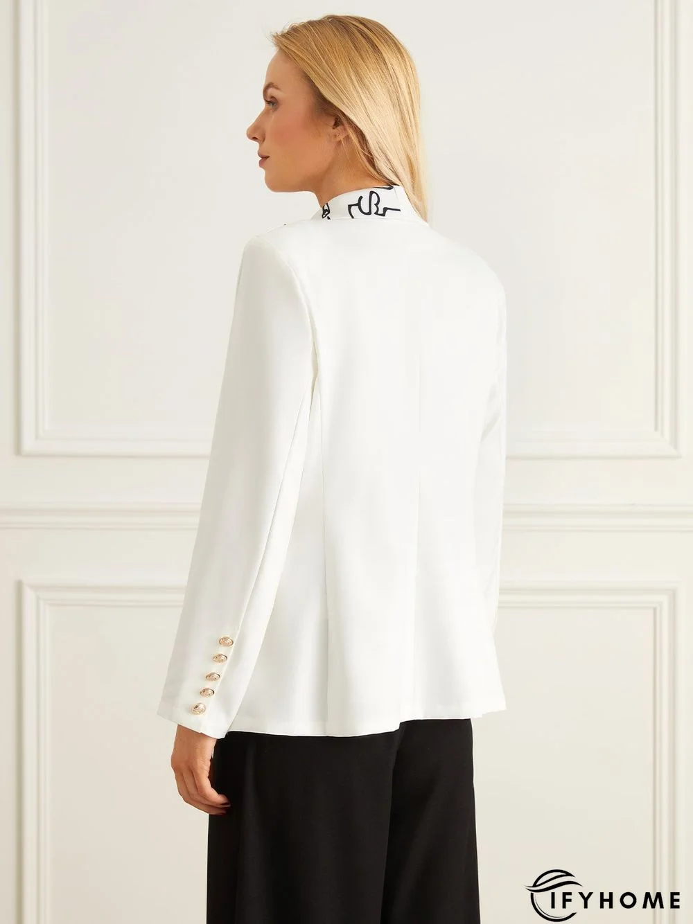 Autumn Commuting Long sleeve Lapel Collar Abstract Loose Blazer | IFYHOME