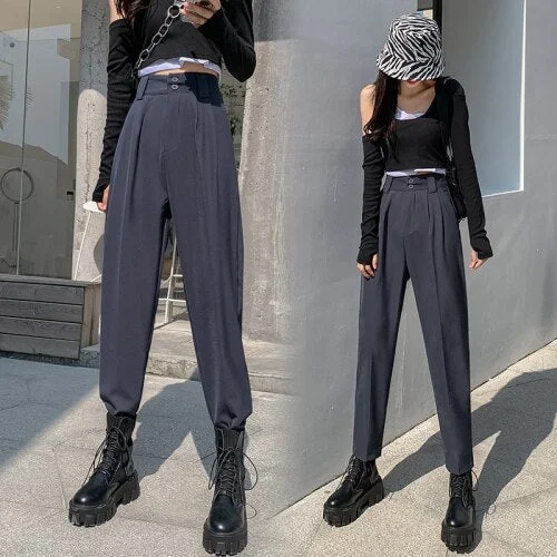 Graduation Gifts  Women OL Style Loose Suit Pant 2022 Spring Autumn High Waist Harem Pants Female Street Wear Mujer Pantalon Fashion Dropshipping