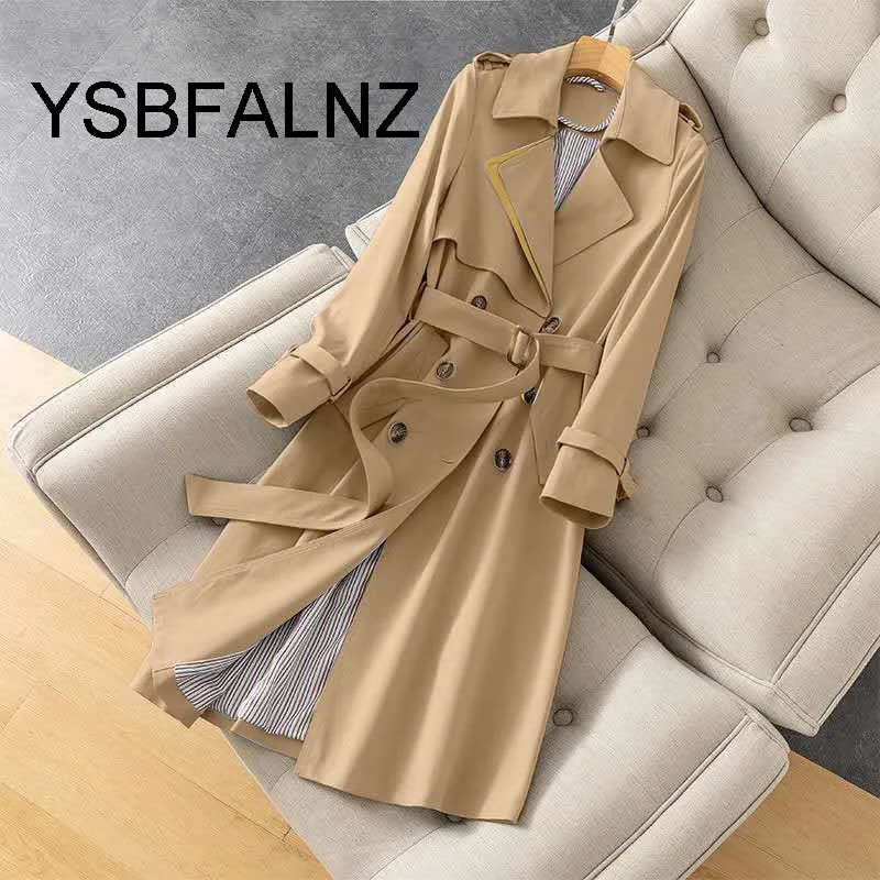 Trench Coat For Women Autumn Winter Elegant Women Double Breasted Solid Cloak Female Korean Style High-end Trench With Belt