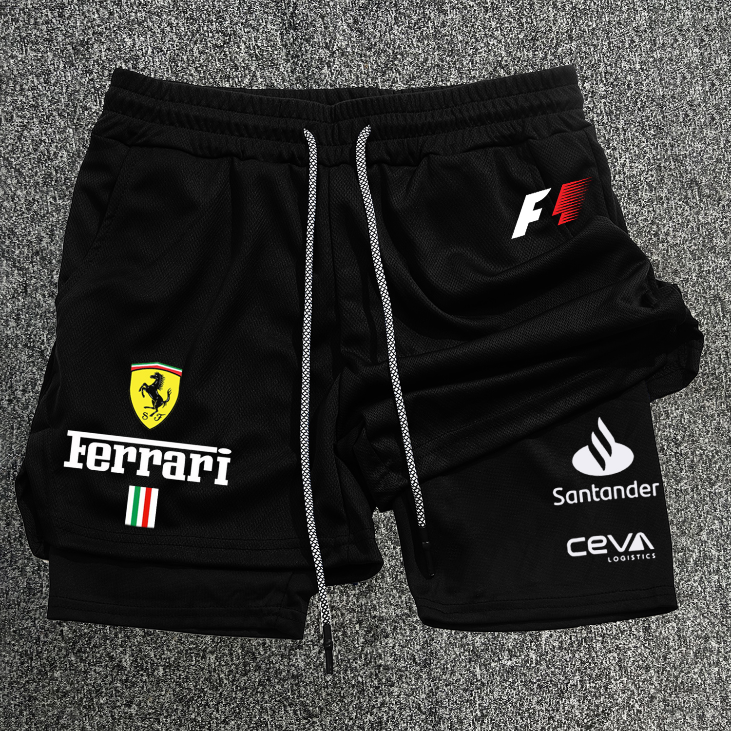 Gym Racer Print Double Layer Shorts / TECHWEAR CLUB / Techwear