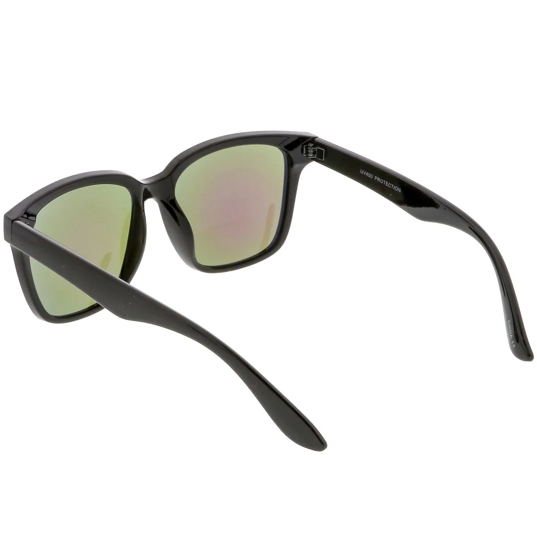 Large Horn Rimmed glasses With Wide Arms Mirrored Square Lens 57mm