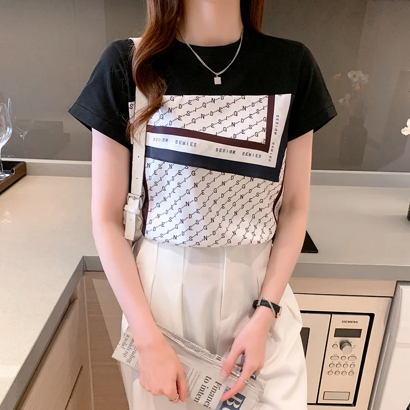 Brownm Brownm Sleeve T-Shirt Women's Summer Dress 2023 New Fashionable White Chiffon Shirt Small T Loose Shirt Short