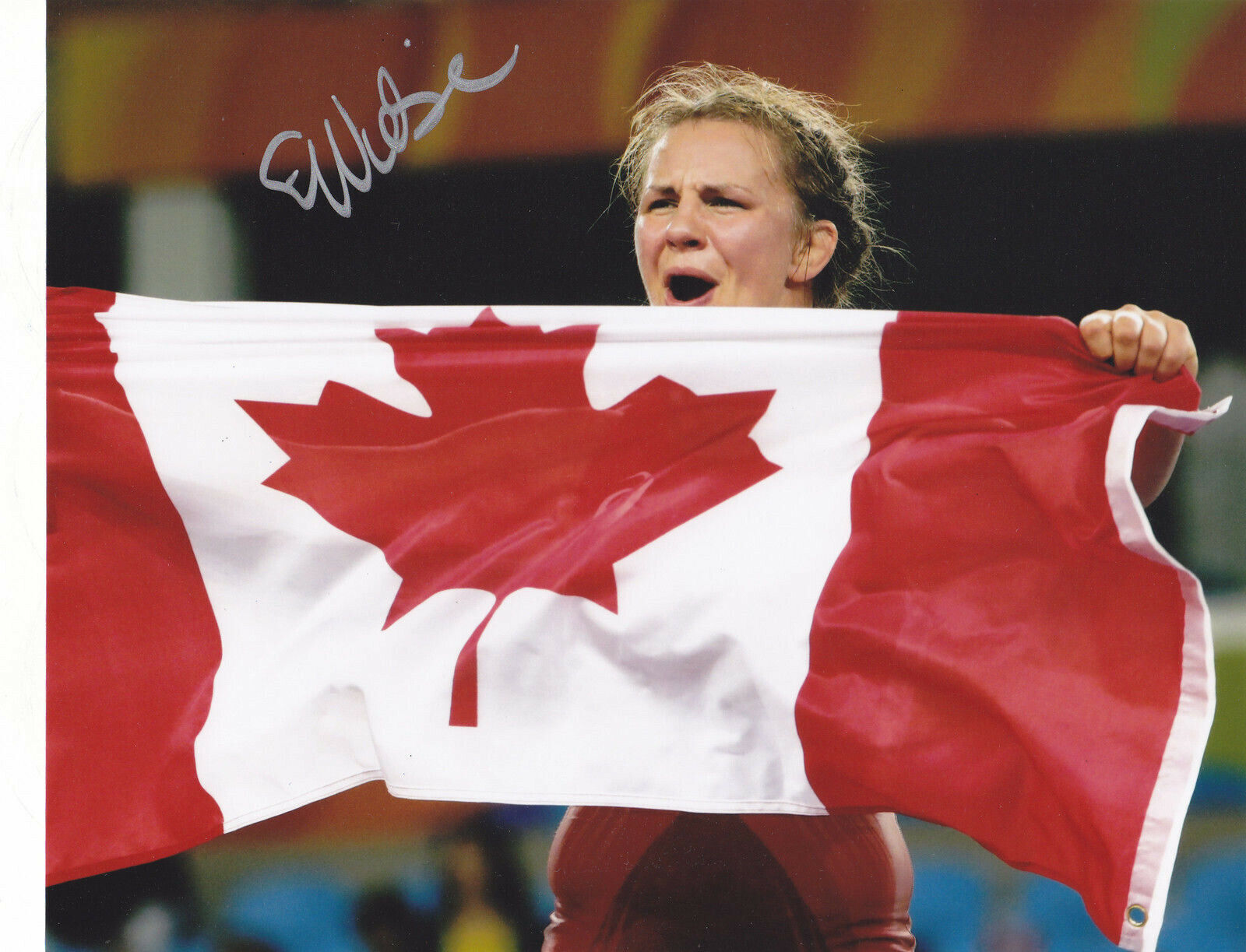 ERICA WIEBE SIGNED WRESTLING 2016 OLYMPIC GOLD MEDAL CANADA 8X10 PROOF