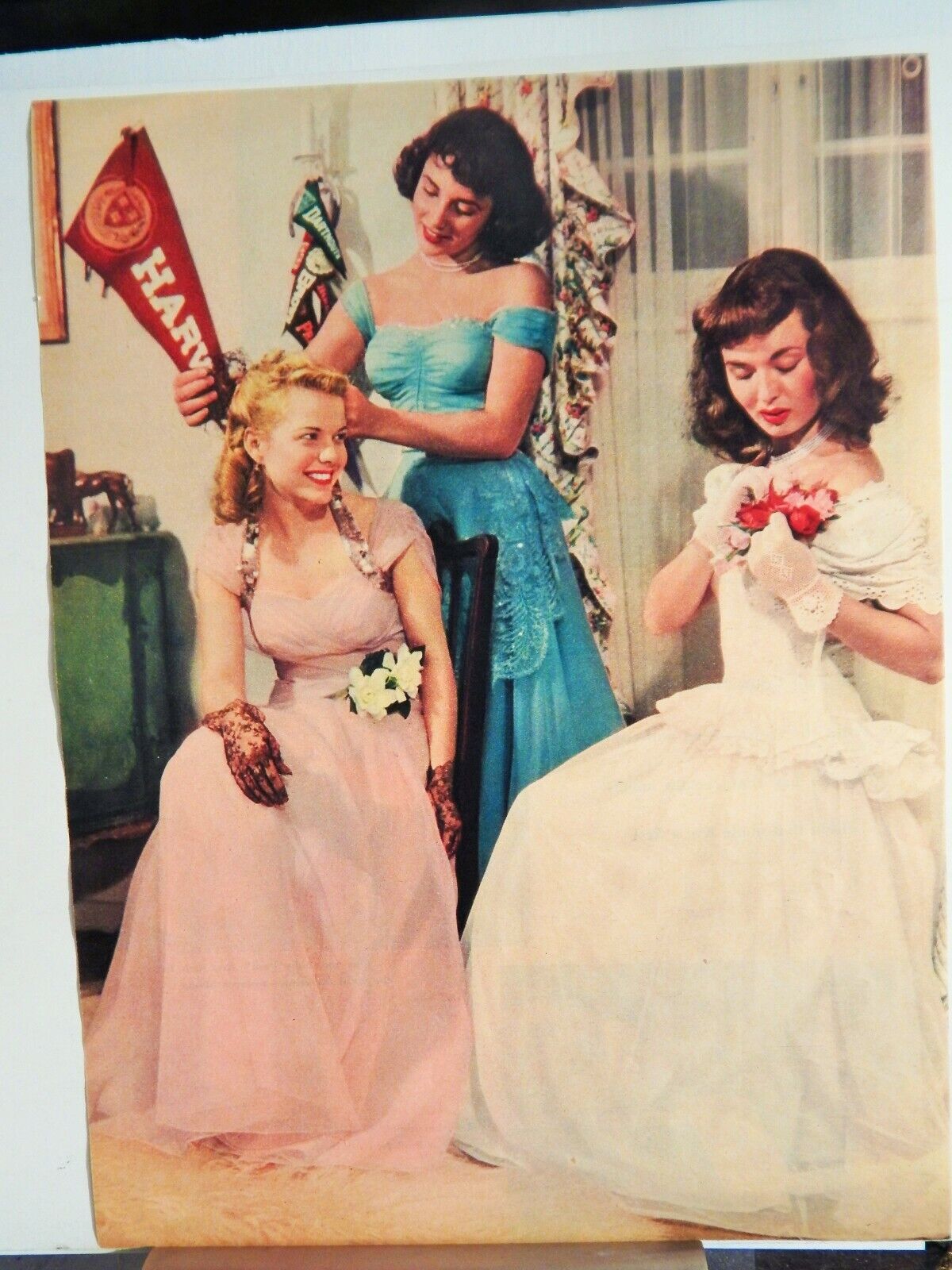 LIZ TAYLOR & ANN BLYTH FULL COLOR PUBLICITY Photo Poster painting ORIGINAL VTG 1948 RARE