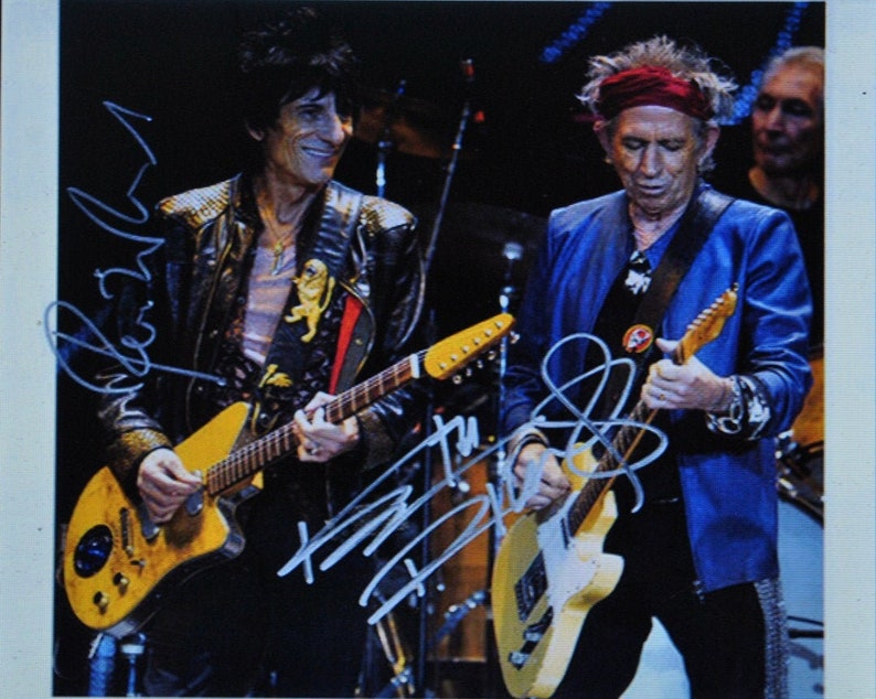 KEITH RICHARDS & Ronnie Woods Rolling Stones x2 8x10 wCoA