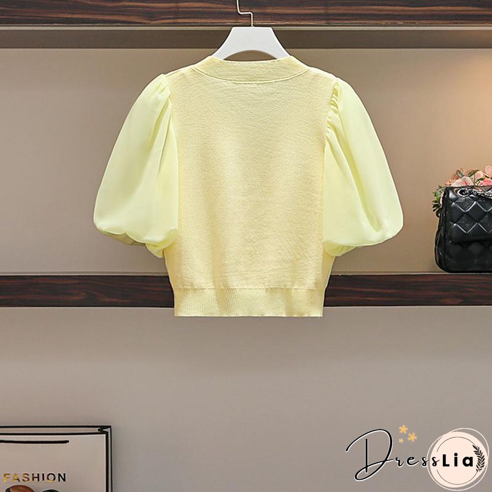 Sweet Knit Tee+Mesh Skirt P15772
