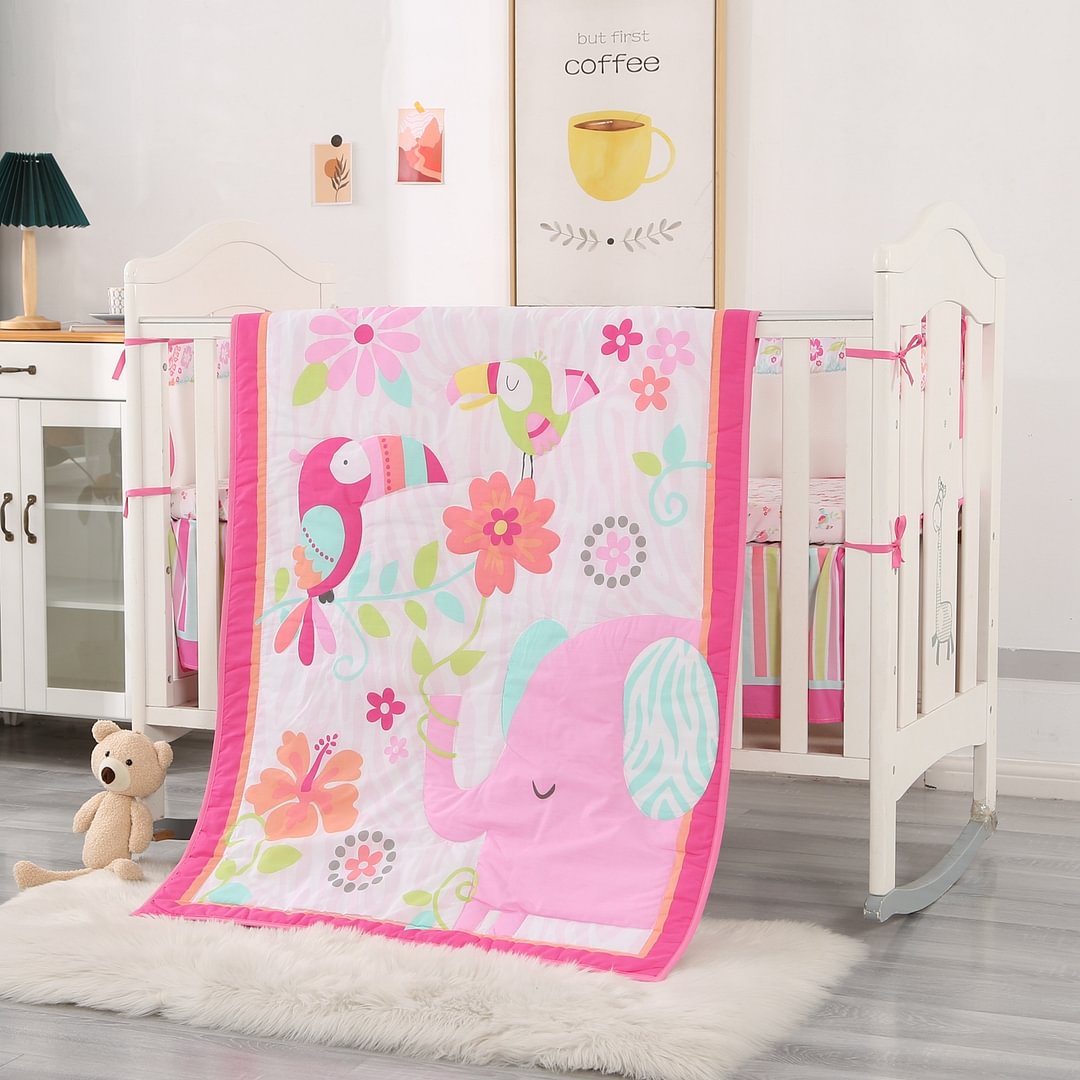 Elephant Baby Bedding Sets for Girls 7 Pieces