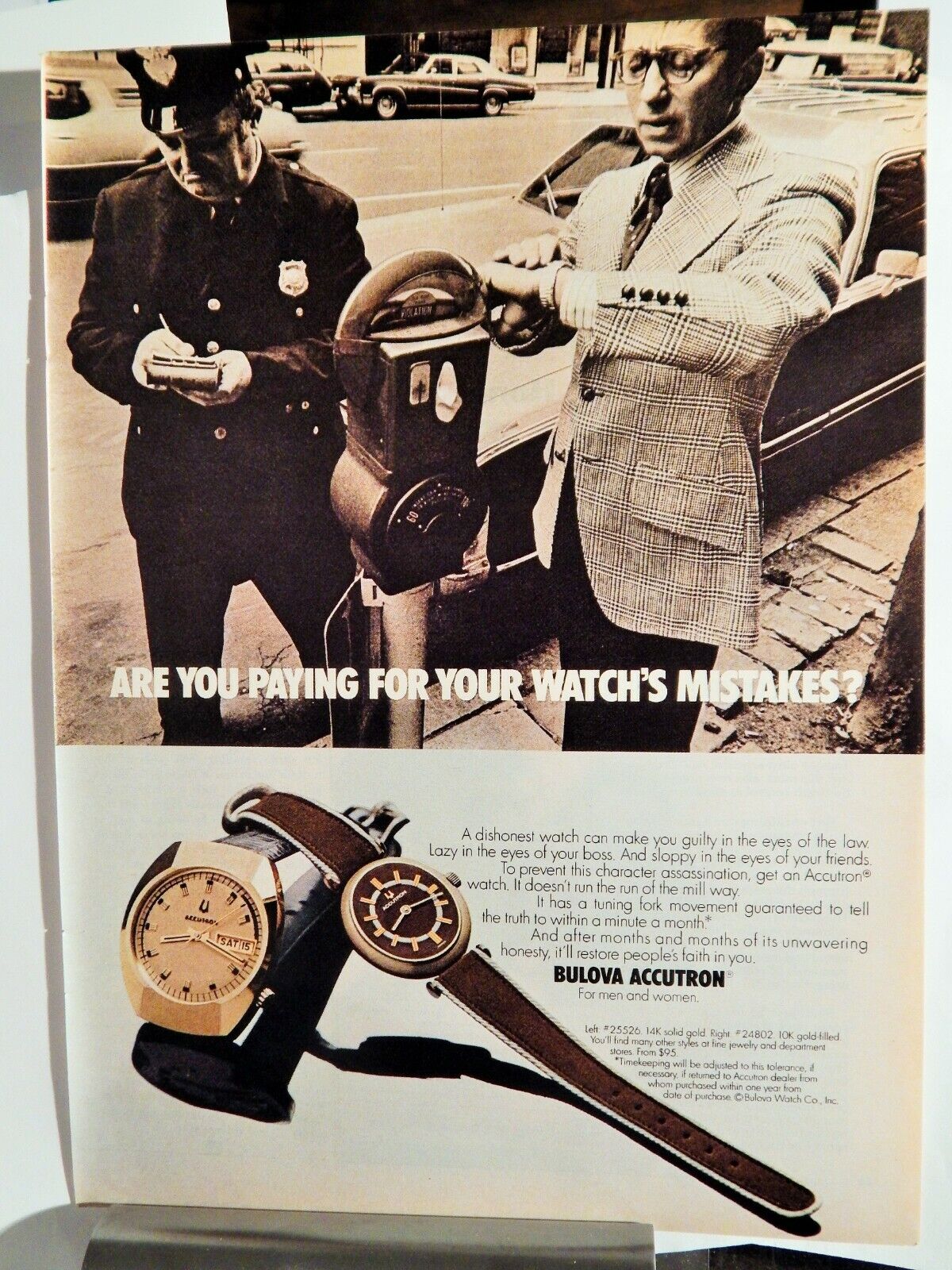 BULOVA ACCUTRON MEN'S WATCH VTG 1973 Photo Poster painting AD,SOUGHT EPHEMERA