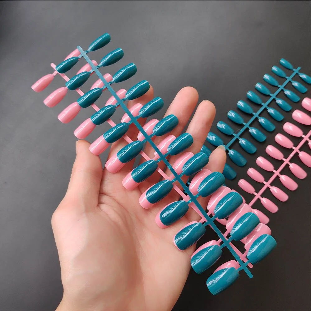 10 Sets Short Coffin Shape False Nail Tips In Same Color 24 Pieces/Set 10 Sizes Press on Fake Nails Manicure Finger Nail Tips-Nail Inspo