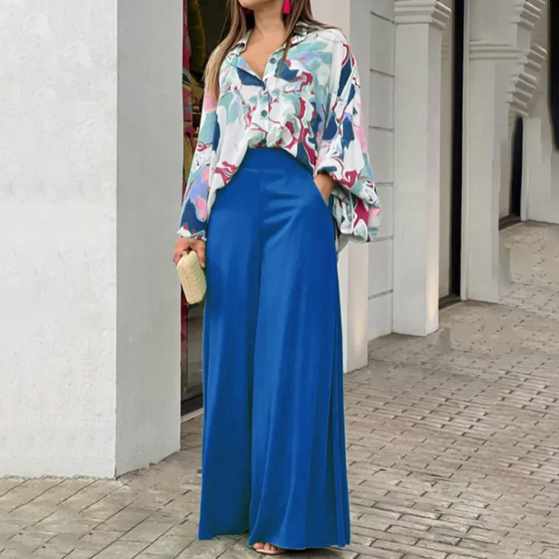 Brownm Brownm Women's 2024 Print Shirt Long Sleeves INS Wind Temperament Trousers Fashion Winter Wear Suit