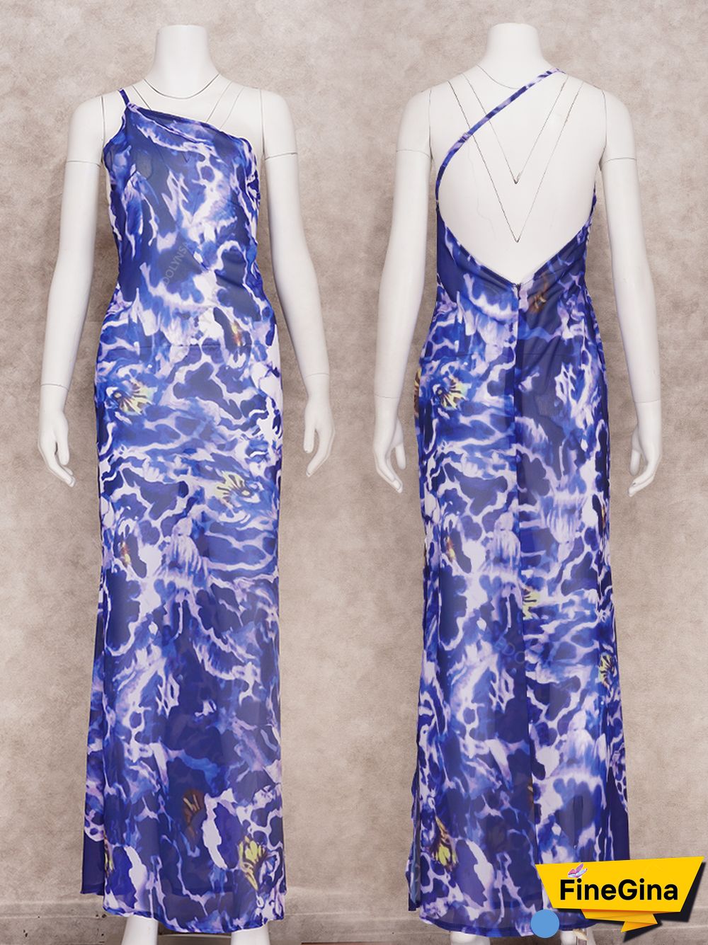 Blue Boho Asymmetrical Sundress Sexy One Shoulder Straped Bodycon Maxi Dress Women Summer Clothes Party Slip Dresses A1251