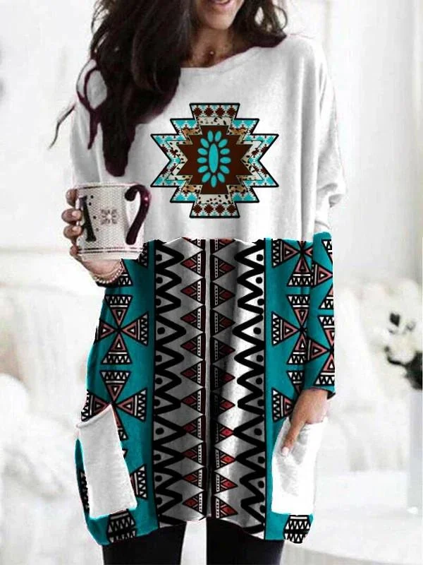 Women Long Sleeve Scoop Neck Printed Graphic Top