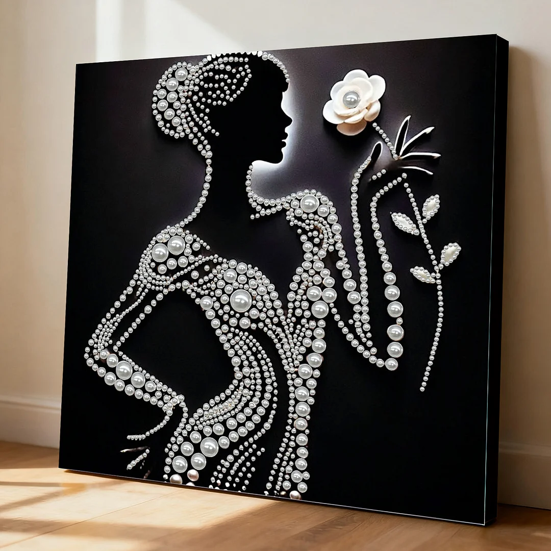Pearl Silhouette Lady DIY Pearl Art Diamond Painting 30x30cm for Home Wall Decor